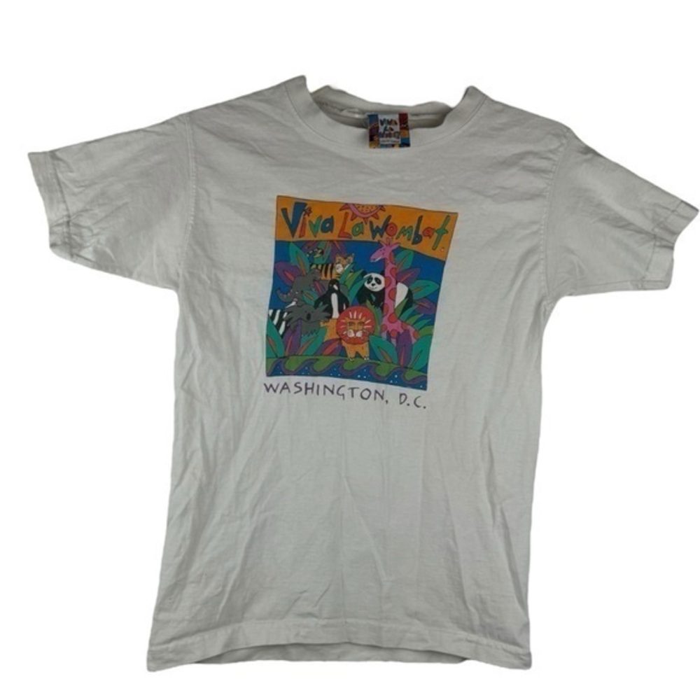 Viva La Wombat Kids T Shirt Youth Large Vintage 90s Made in USA Jungle Graphic